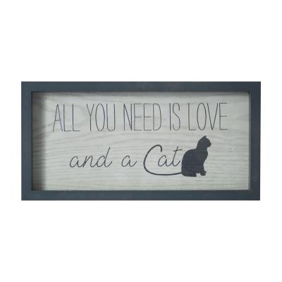 China Factory Printed OEM USA All You Need Is Love And Cat Signs Quote Box Framed Wall Art Farmhouse Home Decor Wood Picture Frame for sale