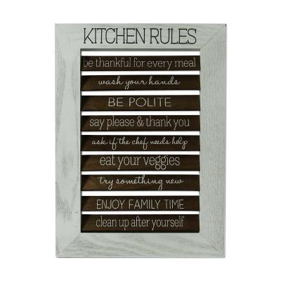 China USA Factory Printed OEM Kitchen Orders Wood Veneer Slats Shutter Frame For Wall Art House Home Decor Sign With Sayings Quotes Plaque for sale