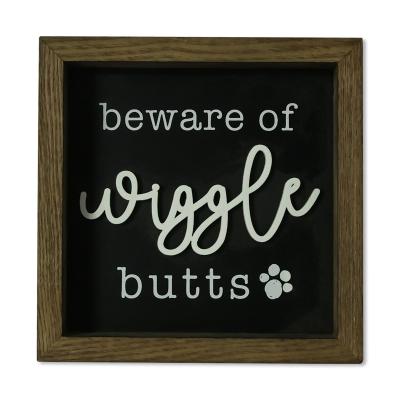 China Printed USA Plant Beware The Bustle Butts Rustic Wood 6x6 Frame With Raised Funny Letters Signs For Wall Art Farmhouse Home Decor for sale