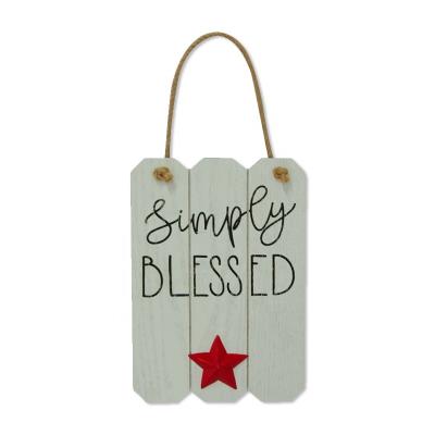 China US Factory Printed OEM Simple Blessed White Wood Plaque for Wall Art Farmhouse Home Decor Blank Wall Signs Wood Planks for sale