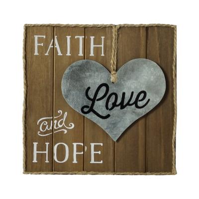 China USA Factory Customized Printed Faith Love And Hope Plaque 6x6 Rustic Wood Plaque Signs For Wall Art Farmhouse Home Decor Wood Slice for sale