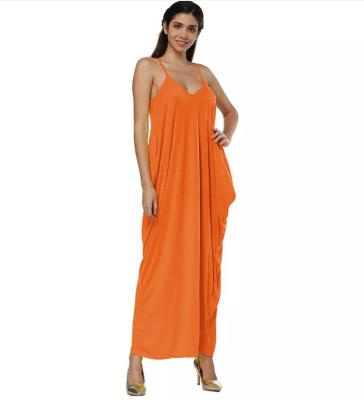 China Breathable Halter Backless Deep V Neck Summer Solid Color Long Beach Casual Dress for sale