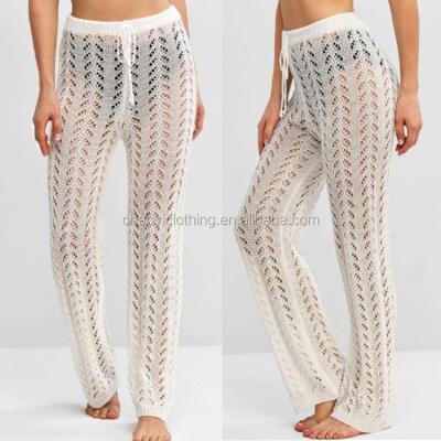 China Breathable Mesh Solid Sexy Kinte Summer Bikini Long Pants Crochet Cover Up Beach Wear for sale