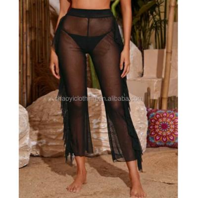 China Lace Breathable Sexy Solid Soft Long Pants Cover Up Swimwear Beach Wear Clothing for sale