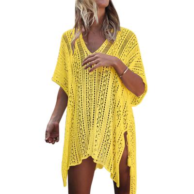 China Sexy Long Dress Breathable Beach Wear Women Hollow Out Crochet Knitted Beach Cover Up Dress for sale