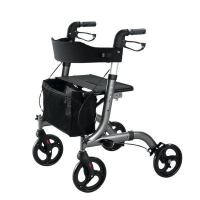 China High Quality Convenient Home Medical Comfortable Adjustable Handles 8 Inch PVC Rolls Rollator Aluminum Folding for sale