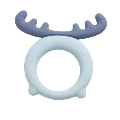 China BPA Free Silicone Teether For Teething Infant Teething Toys Teeth Massager Newborn Baby Food Grade Teethers Antler OEM for sale