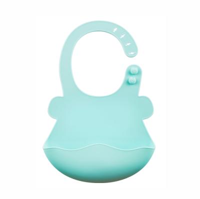 China BPA Free Waterproof Baby Bib with Adjustable Pouch Food Grade Silicone Snaps Feeding Bibs for Infants for sale