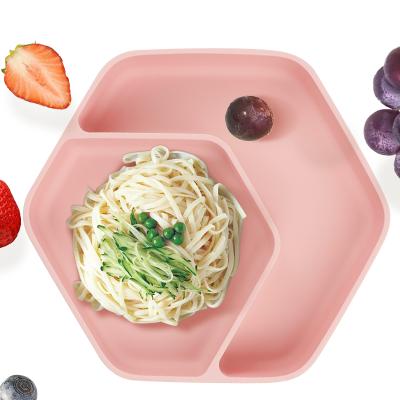 China Suction Free Dish Kids BPA Silicone Dinner Plates BPA Silicone Dinner Silicon Dino Bowl Food Grade Children Learning Utensil Ready Stock for sale