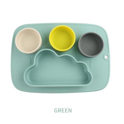 China BPA Free Baby Suction Dishes Cloud Shape BPA Free Silicone Food Bowl Food Grade Newborn Non Slip Place Mat Kids Learning Tableware for sale