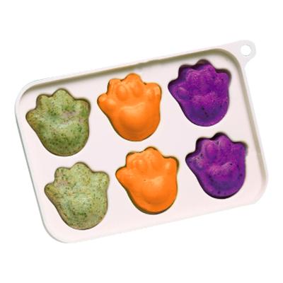 China BPA Free Food Supplement Silicone Kitchen Baking Accessories Tray Homemade Steamed Cake Mold Paw Shape Mold With Cover DIY for sale