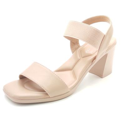 China Wholesale Fashion Trend High Heel Women's Square Toe Women's Soft Bottom Heels Block Heel Sandals Slides For Women for sale