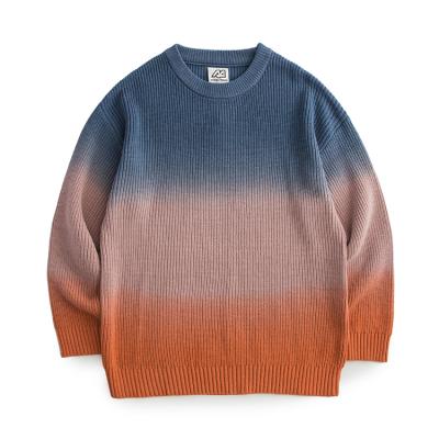 China Anti-Wrinkle Streetwear Tie-Dye Retro Winter Autumn Hiphop Knitting Machine Gradient Boys Sweater for sale