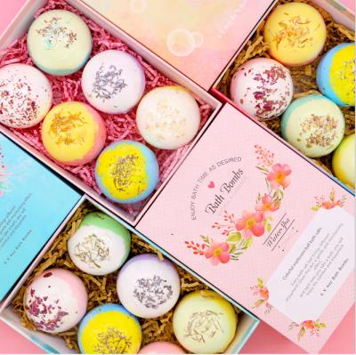 China Home Wholesale Natural Aroma Packing Box Wholesale Natural Aroma Spa Flower Spa Flower Bath Bomb Gift Luxury Organic Relaxing Set for sale