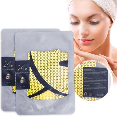 China Luxury OEM Wholesale Nourishing OBM Repairing Moisturizing Korean Private Label 24K Collagen Face Mask Sheet Anti Aging Gold Face Mask for sale