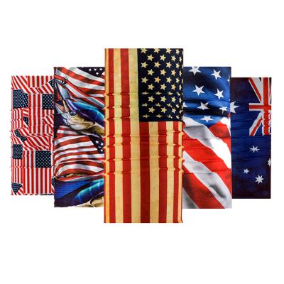 China Eco-Friendly Recyclable Wholesale American Custom Cuff Du Rag Headbands Country Flag Bandana Face Mask Neck Polishes Bandana For Head for sale