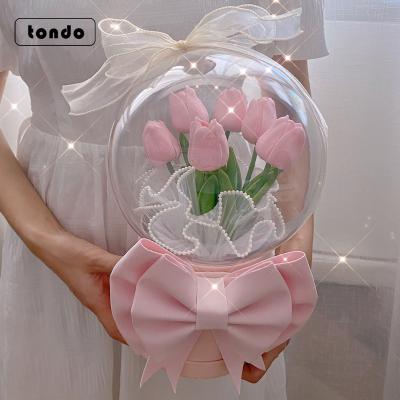 China Transparent Bobo Balloons Acrylic Flower Bobo ball Moisture-proof Tondo design 2022 new set for Valentine's Day for sale