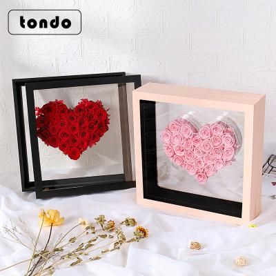 China New Valentine's Day Flower Moisture-proof Gift Box Transparent Acrylic Window Rose Flower Gift Box for sale