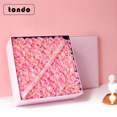 China Bigger 38cm Square Tondo Boxes Handmade Gift Box Wedding Flower Box For Rose Valentine's Day for sale