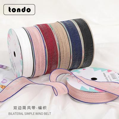 China New Style Cotton 2.5cm Floral Canvas Ribbon Single Sided Ribbon Gift Packaging DIY Handmade Ribbon for sale