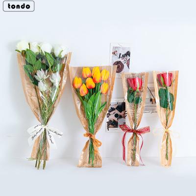 China Tondo Moisture Proof Wholesale Flower Bags Waterproof Kraft Paper Flower Wrapping Sleeve For Flower Packaging for sale