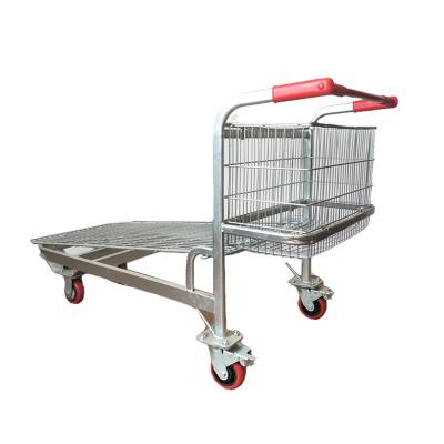 China Wholesale Trolley Single Layer Flat Flat Supermarket Transoprt Supermarket Trolley Metal Folding Trolley Trolley for sale