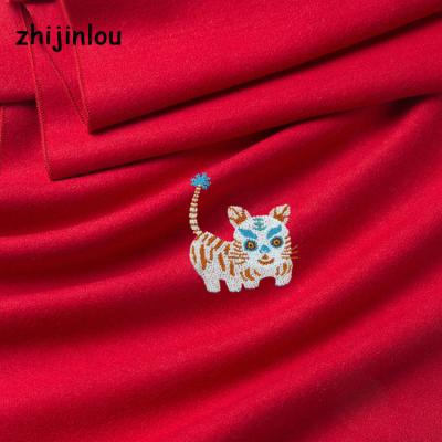 China Zhijinlou New Design Embroidery 100% Tiger Silk Brushed Cut Scarf For Women for sale