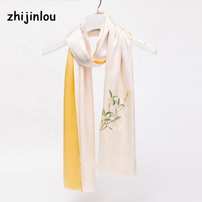 China Zhijinlou New Design Vivid Silk Embroidery Long Scarf Long Shawl For Women for sale