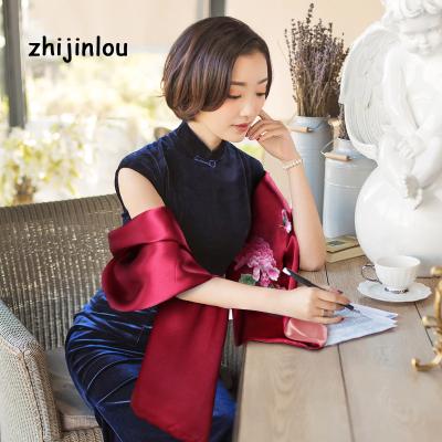 China Zhijinlou Wholesale Long Scarf Custom Design 100% Silk Long Women Embroidered Scarf Ladies Party Scarf for sale