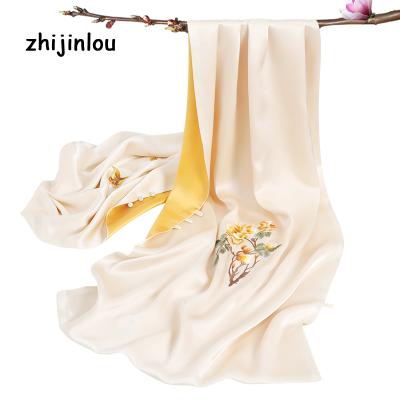 China Large Zhijinlou High Quality Custom Embroidery 100% Long Scarf Long Shawl For Lady for sale