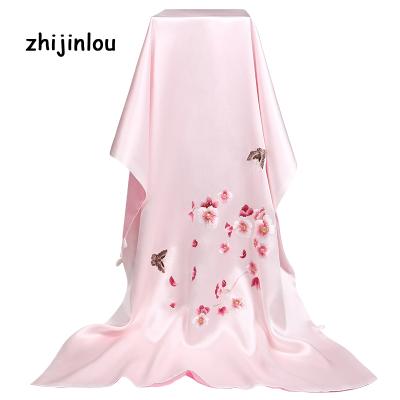 China Manufacturer New Design Satin Long Zhijinlou Silk Scarf Customized Ladies Traditional Silk Scarves for sale