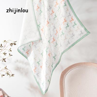 China New Fashionable Custom Designer 14MM Twill Silk Scarf Animal Pattern Printing Square Silk Scarves for sale