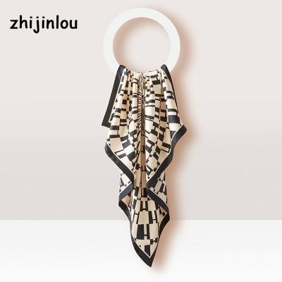 China Zhijinlou Designer Silk Scarf Printed Casual Luxury 100%Pure Silk Square 90*90cm Scarves For Ladies for sale