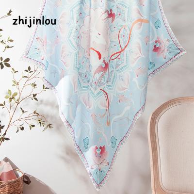 China Fashionable 14MM new personality design pattern printing neck scarf colorful square silk scarf for woman for sale