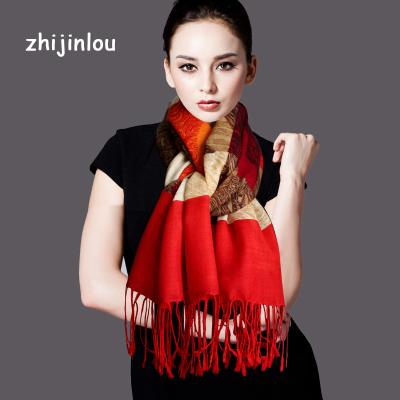 China Zhijinlou Medium Red Wool Scarf For Women for sale