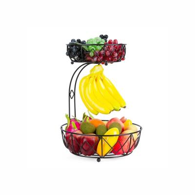 China Kitchen Countertop Multifunctional Metal Fruit Rack Detachable 2-Tier Metal Wire Fruit Basket for sale