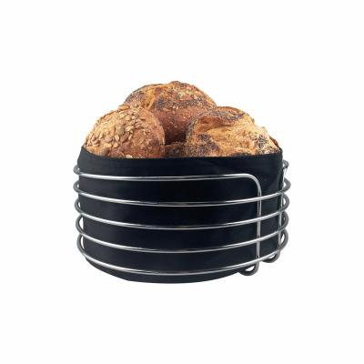 China Sustainable Metal Wire Countertop Bread Basket For Serving In Black for sale