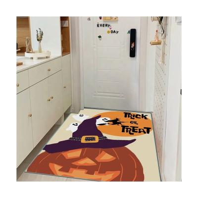 China Halloween Treat Or Trick Washable Happy Mat Non Slip Soft Halloween Welcome Mats Floor Mat For Halloween Party Machine Washable for sale