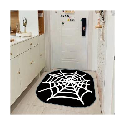 China Super Soft Non-slip Welcome Door Mat Indoor Outdoor Halloween Spider Web Washable Happy Mat Non-slip Welcome Door for Halloween Party for sale