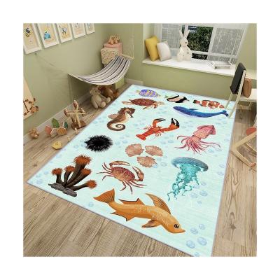 China Stain Resistant Eco-Friendly Soft Animal Pattern Printed Rug Kid's Room Rug Kid's Room Bedroom 3m Mats Rug Kid Blankets for sale