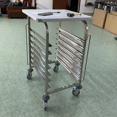 China Hotel Pizza Cake Trolley Bakery Bread (6 pan with table) Baking Trolley Tray Panbakery Rack Ovens Barkey Pan Trolley 60*40cm for sale