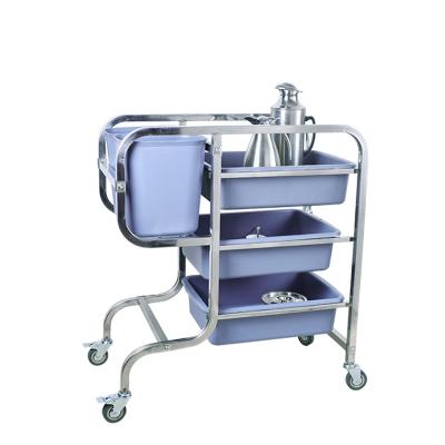 China Plastic Leaning Square Leg Hot Tube Hotel Food Service Restaurant and Kitchen Supply Trolley with 5 Plastic Water Bowl for sale