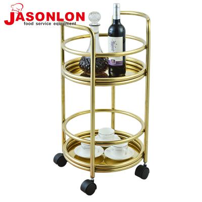 China 201 Stainless Steel Hotel Round Shape Stainless Steel Pull Out Wine Cart For Commercial Facilities Hotel for sale