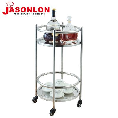 China 201 Stainless Steel Commercial Equipment Vinotheque Cart Stainless Steel Pull Out Wine Cart Liquor Cart Round Wine Cart for sale