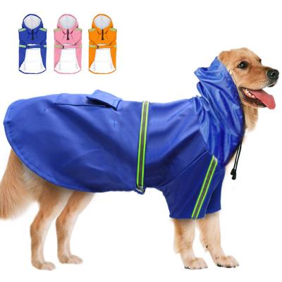 China Sustainable Pet Clothes Pattern Green Deluxe Hooded Dog Raincoat For Large Dogs for sale