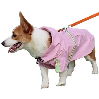 China Sustainable Pet Clothes Fashion Large Dog Waterproof Raincoat With Hood For Dogs for sale