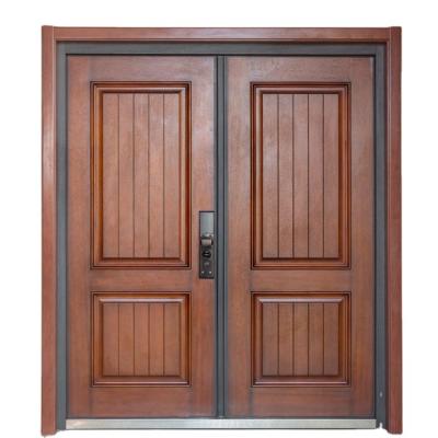 China Waterproof Exterior Main Door Double Carving Design Armored Aluminum And Wooden Doors for sale