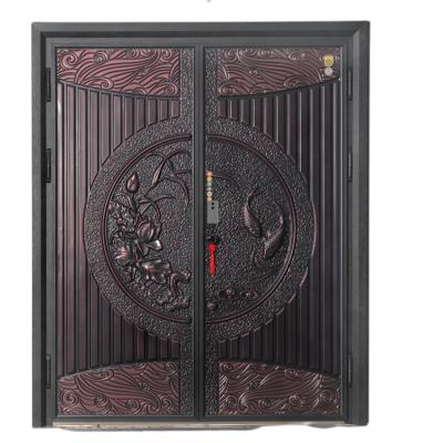 China Waterproof Modern Style Carved Cast Aluminum Security Explosion Proof Armored Doors for sale