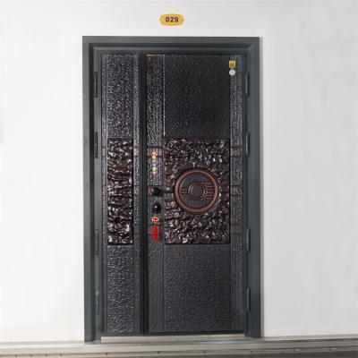 China High Quality Deep Cut Out Steel Pattern Panel Security Explosion-Proof Steel Door Waterproof Luxury Style for sale