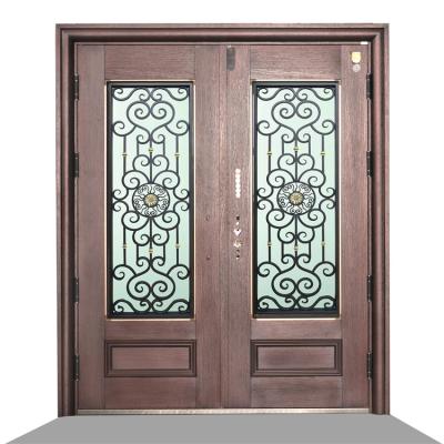 China Customized modern anti-theft base track entry swing main entrance villa pivot door villa entry door for sale